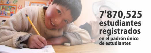 7'870,525 estudiantes registrados en el padr&oacute;n &uacute;nico de estudiantes